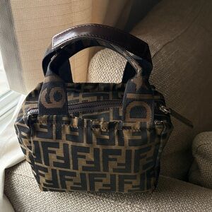 Fendi Brown and Black Zucca Canvas Top-Handle Satchel